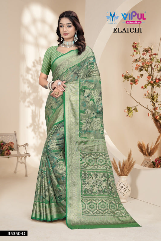35350-D Elaichi Vipul Brasso Sarees