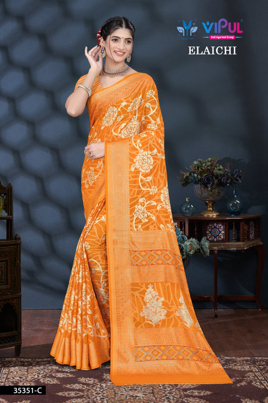 35351-C Elaichi Vipul Brasso Sarees