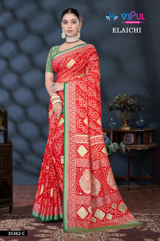 35362-C Elaichi Vipul Brasso Sarees