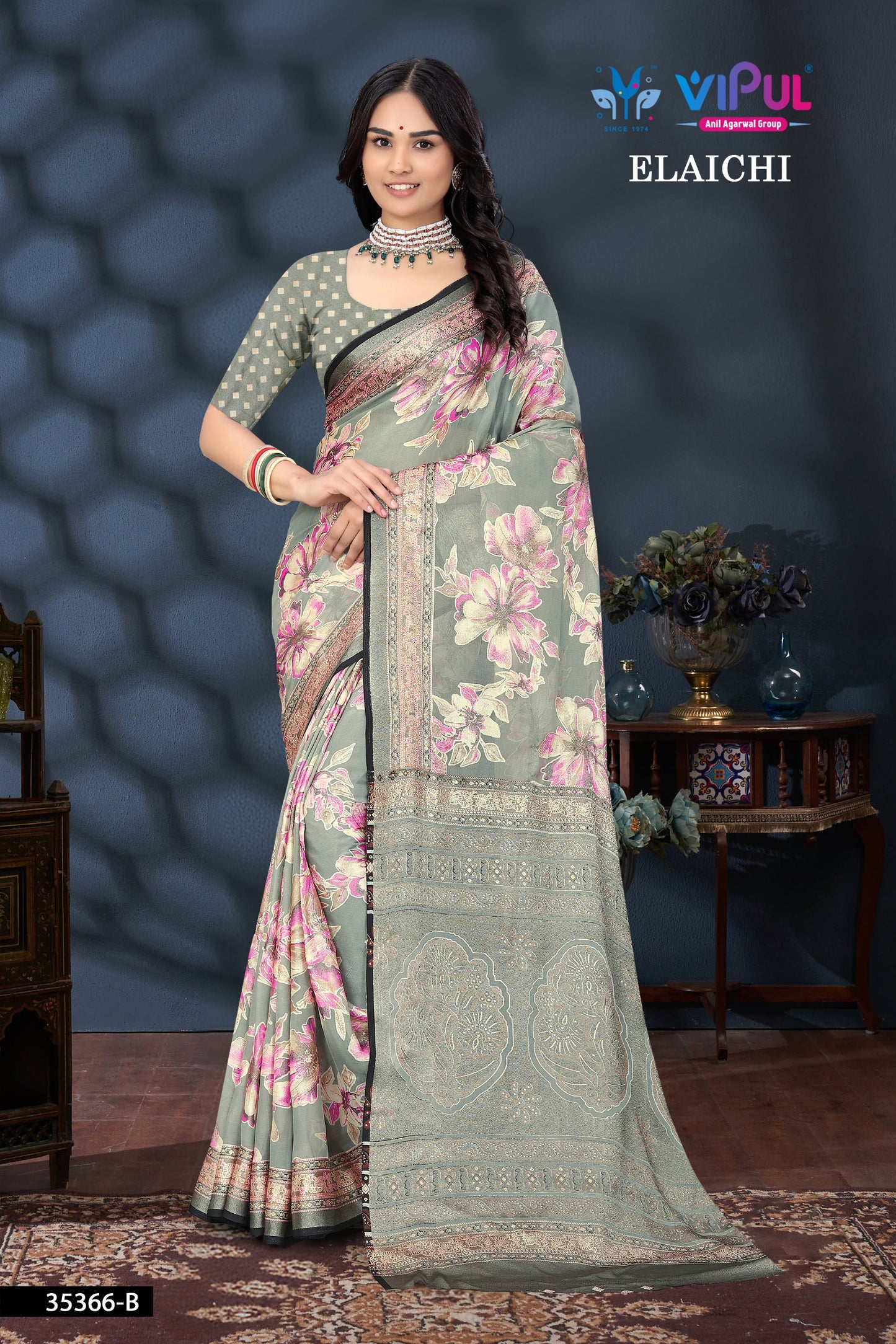 35366-B Elaichi Vipul Brasso Sarees