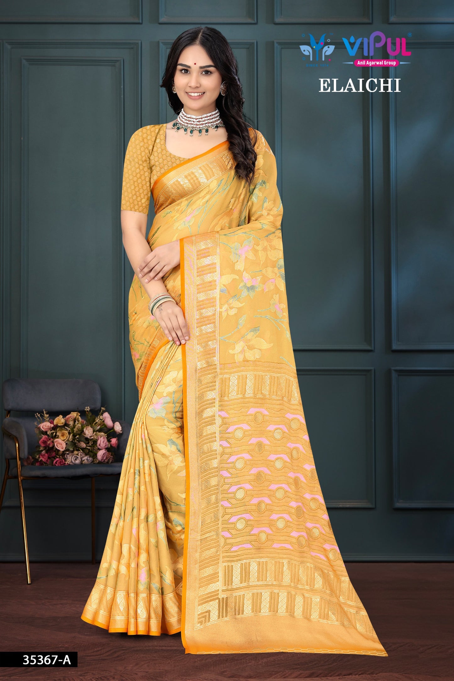 35367-A Elaichi Vipul Brasso Sarees