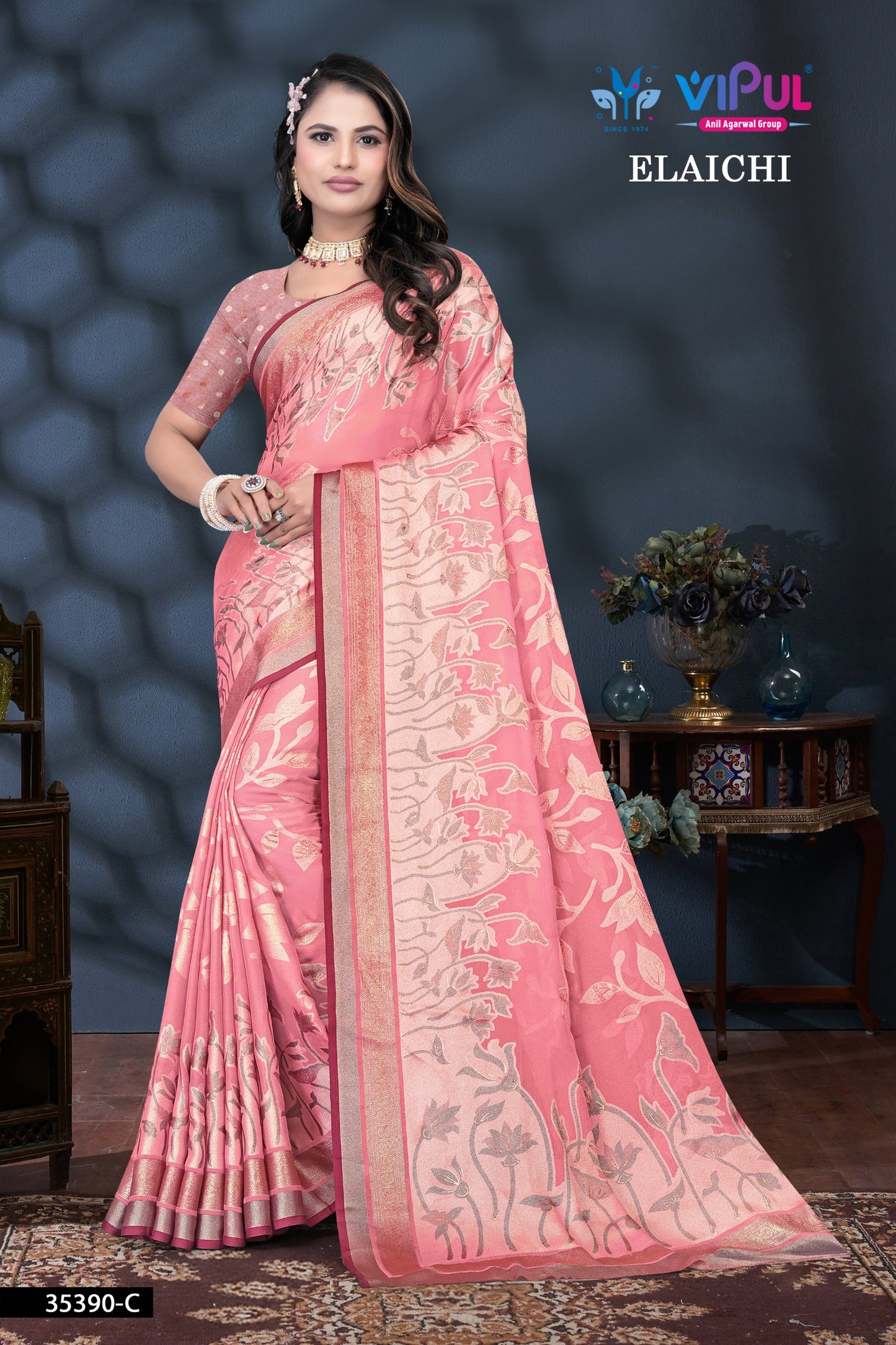 35390-C Elaichi Vipul Brasso Sarees