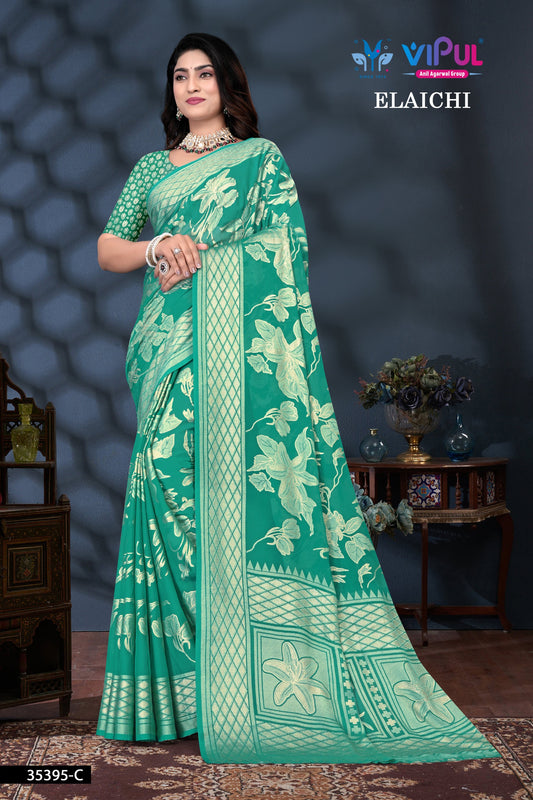 35395-C Elaichi Vipul Brasso Sarees