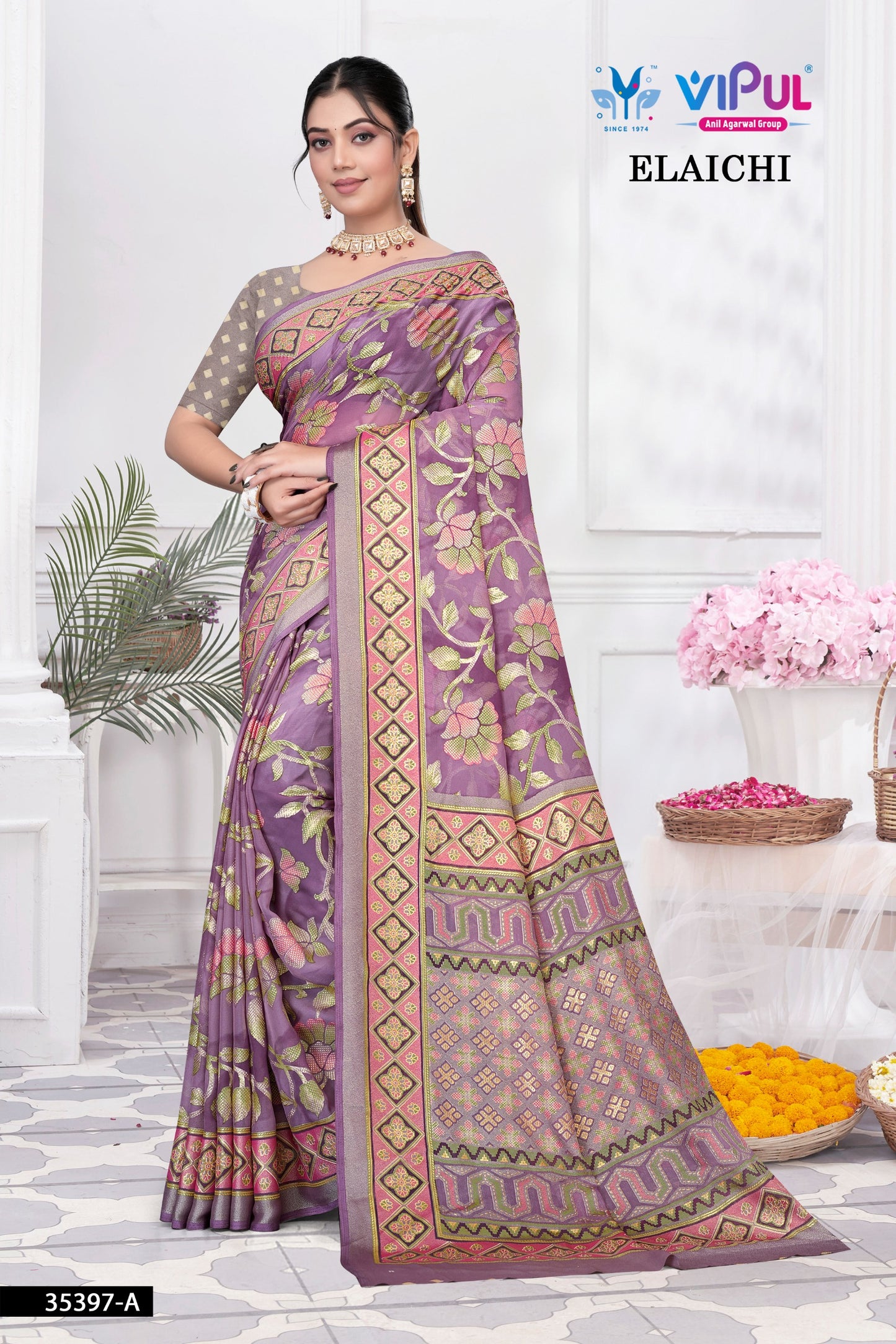 35397-A Elaichi Vipul Brasso Sarees