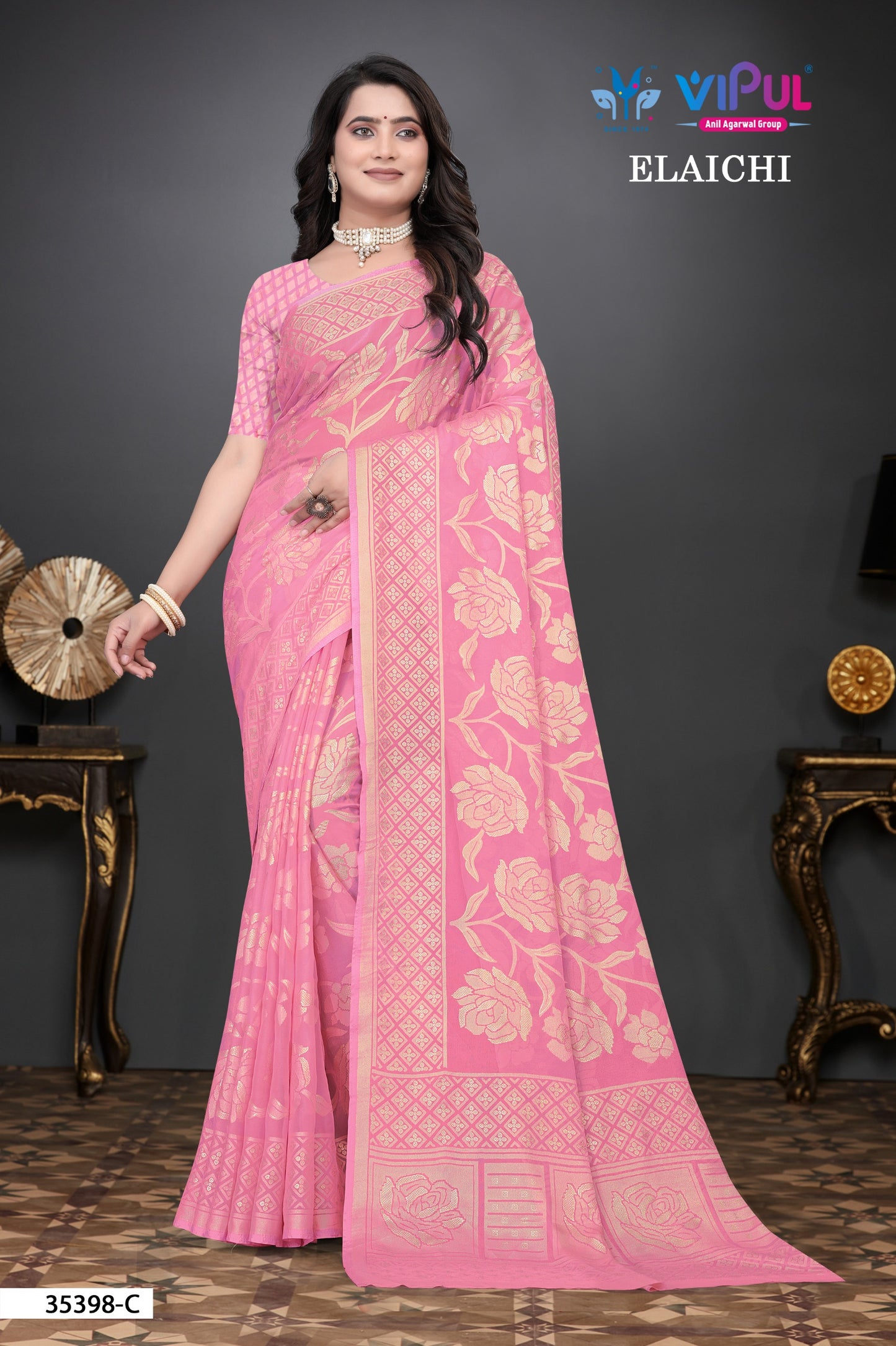 35398-C Elaichi Vipul Brasso Sarees