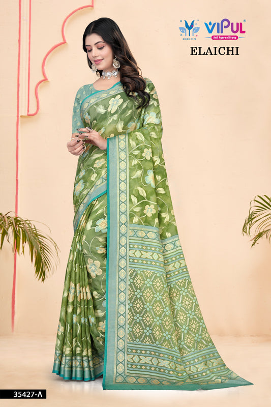 35427-A Elaichi Vipul Brasso Sarees
