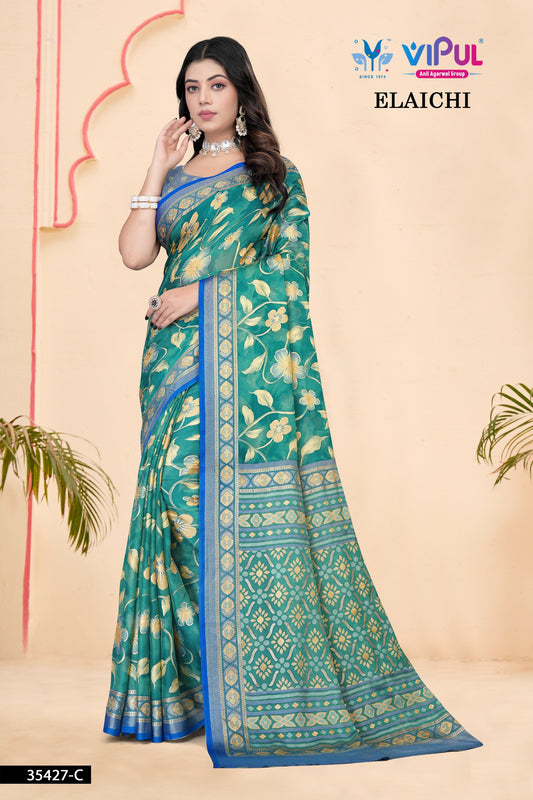 35427-C Elaichi Vipul Brasso Sarees