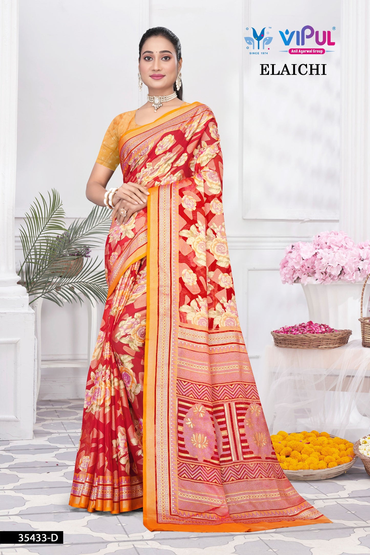 35433-D Elaichi Vipul Brasso Sarees