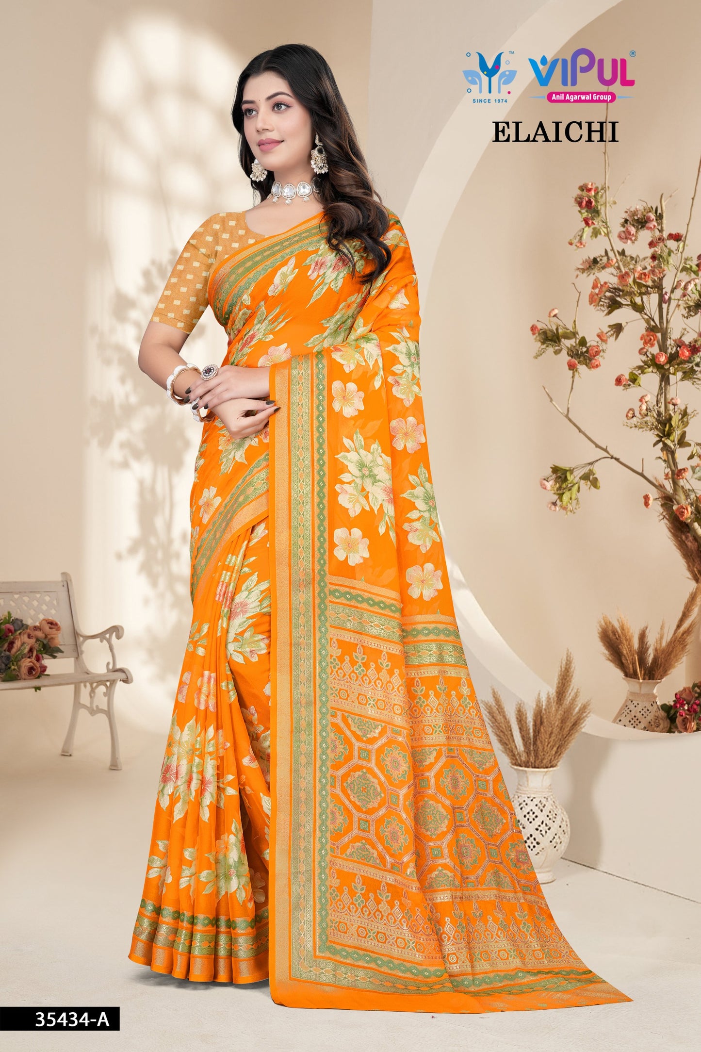 35434-A Elaichi Vipul Brasso Sarees