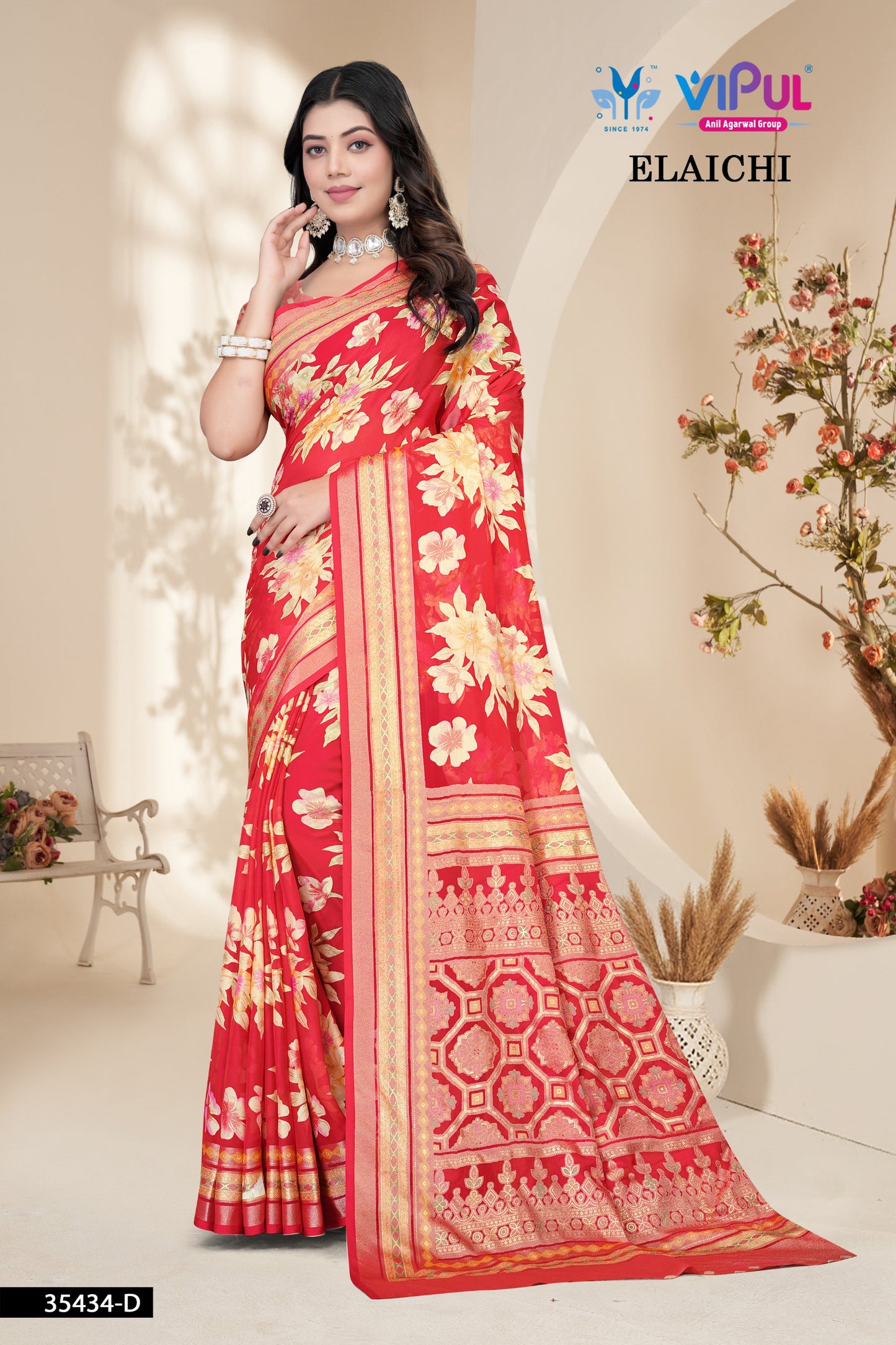 35434-D Elaichi Vipul Brasso Sarees