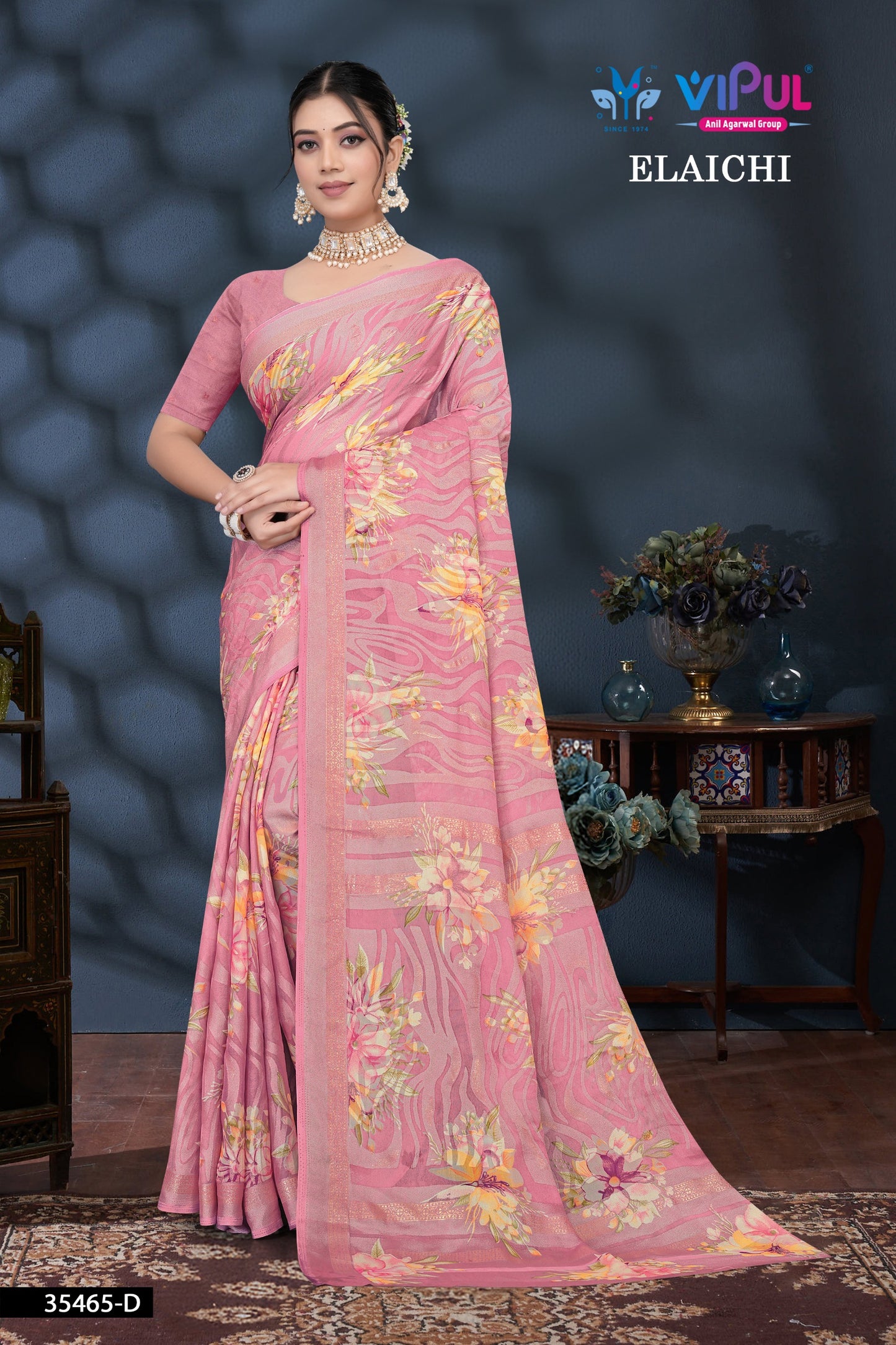 35465-D Elaichi Vipul Brasso Sarees