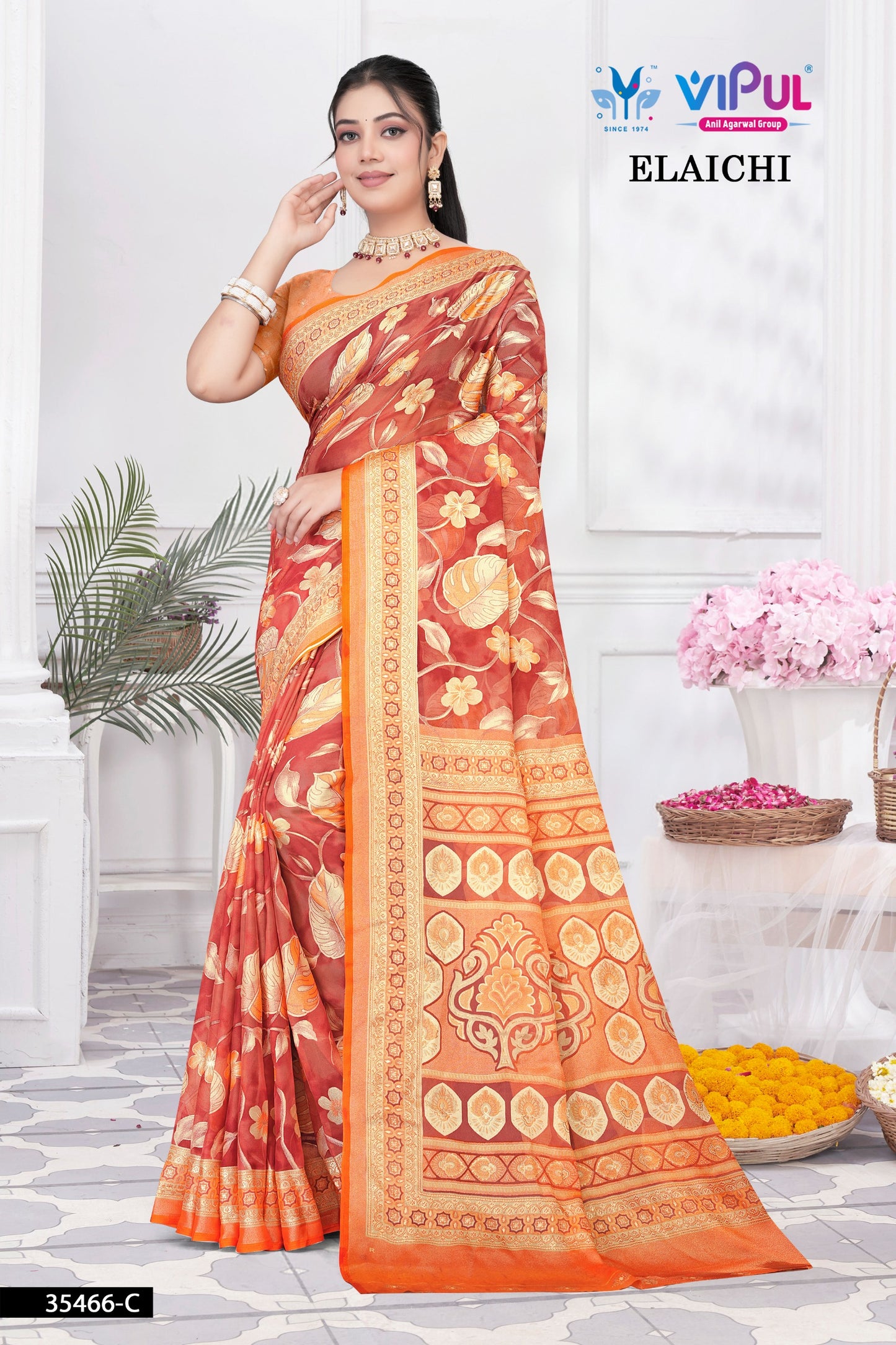 35466-C Elaichi Vipul Brasso Sarees
