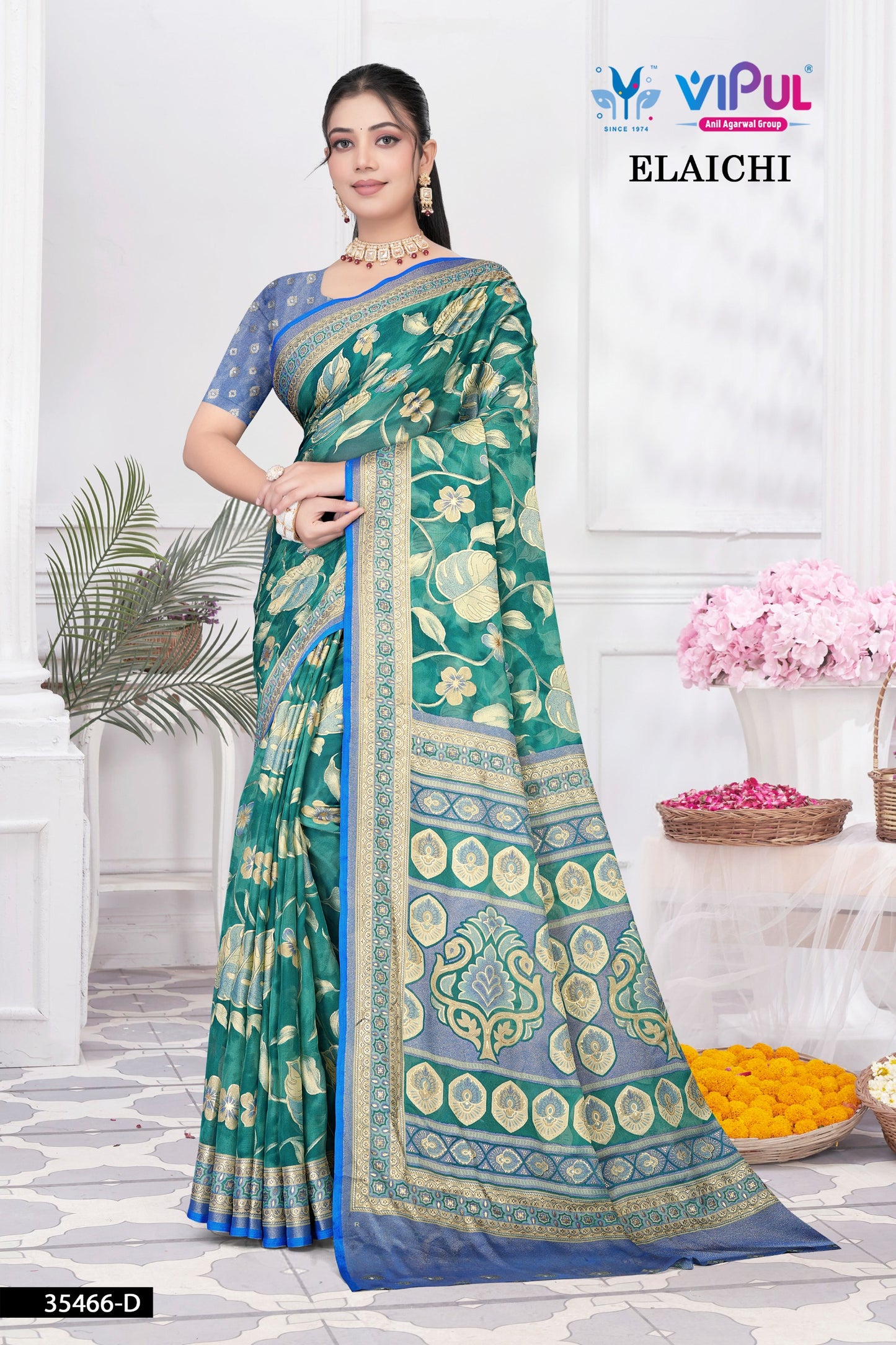 35466-D Elaichi Vipul Brasso Sarees