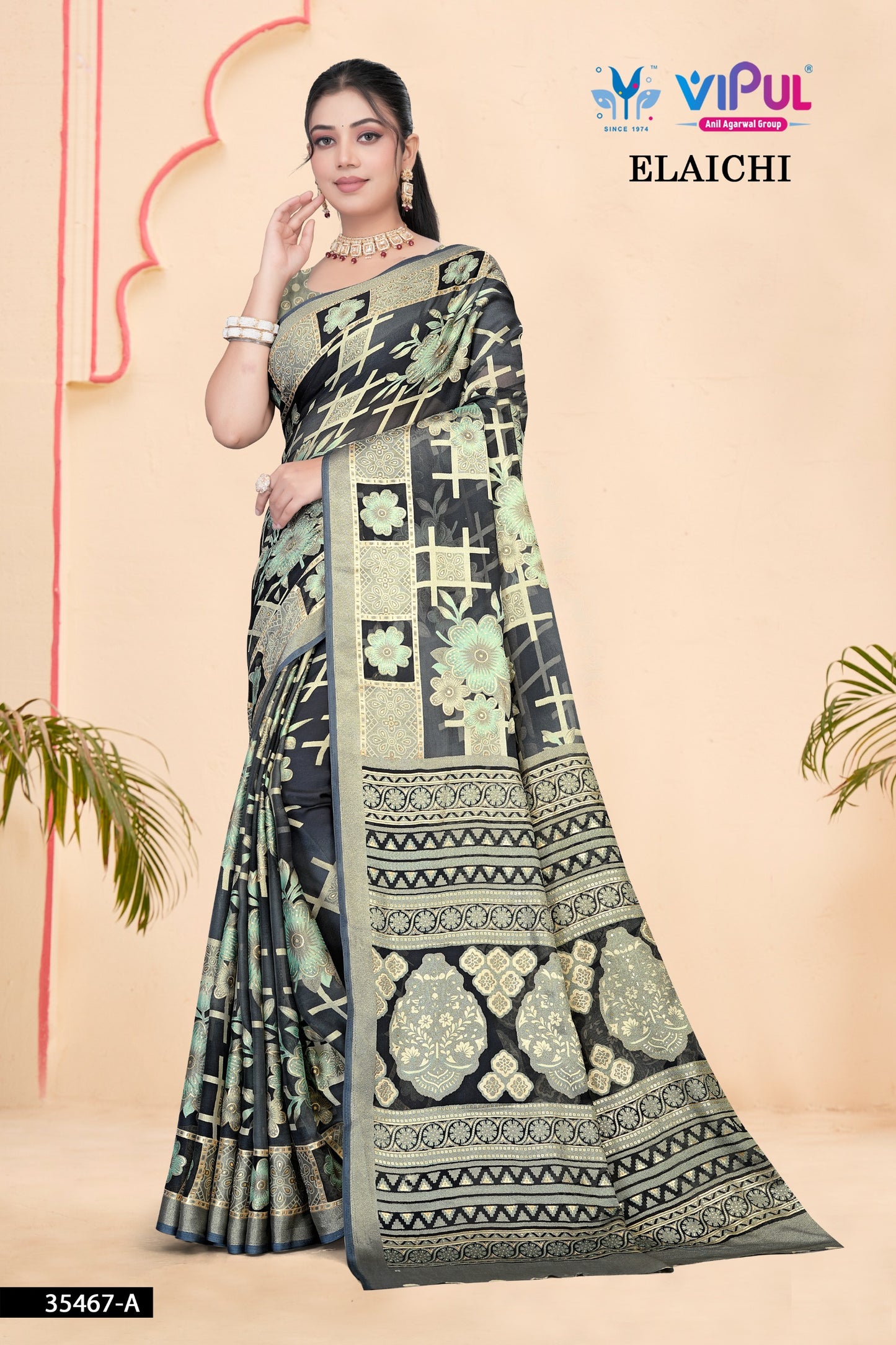 35467-A Elaichi Vipul Brasso Sarees