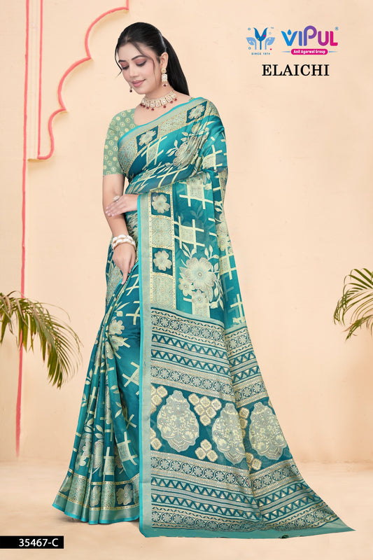 35467-C Elaichi Vipul Brasso Sarees
