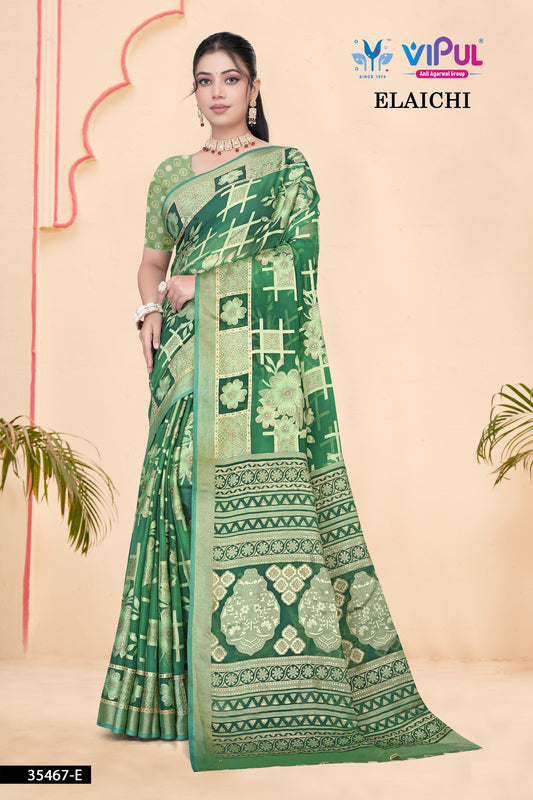 35467-E Elaichi Vipul Brasso Sarees