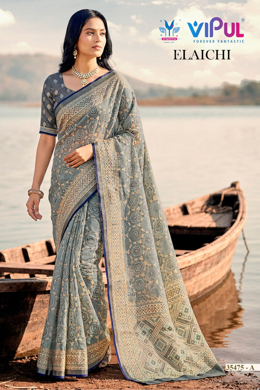 35475-A Elaichi Vipul Brasso Sarees