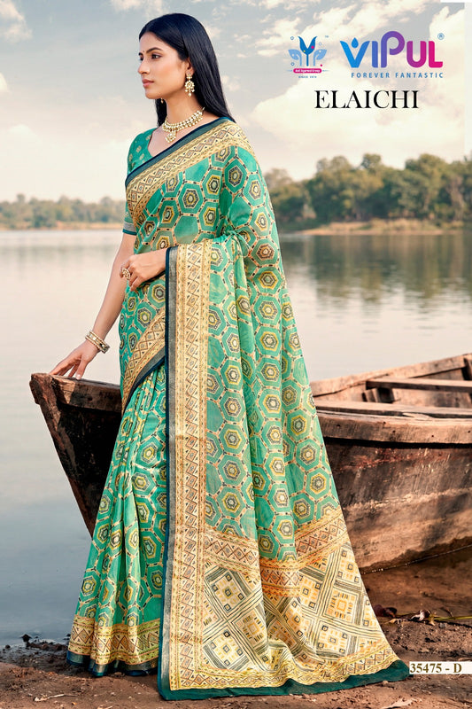 35475-D Elaichi Vipul Brasso Sarees