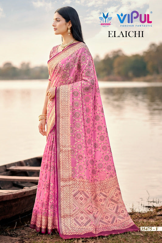 35475-F Elaichi Vipul Brasso Sarees