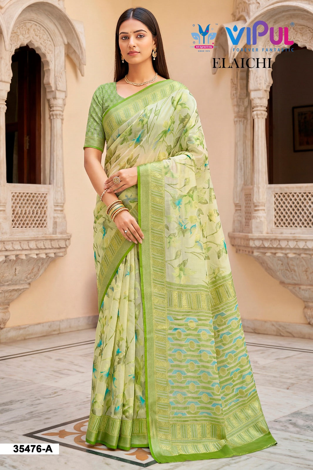 35476-A Elaichi Vipul Brasso Sarees