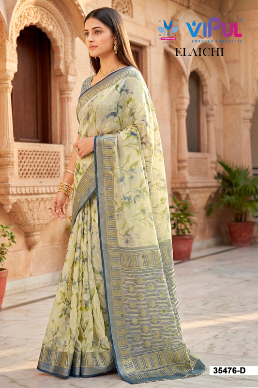 35476-D Elaichi Vipul Brasso Sarees