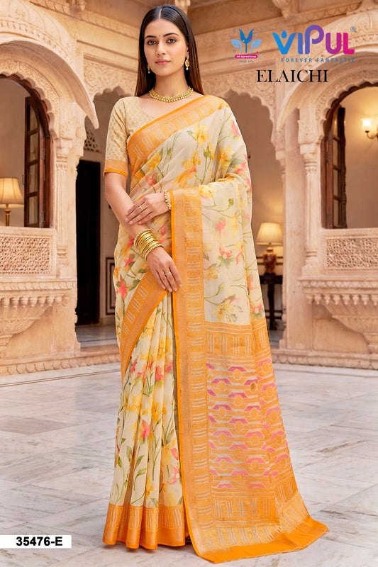 35476-E Elaichi Vipul Brasso Sarees