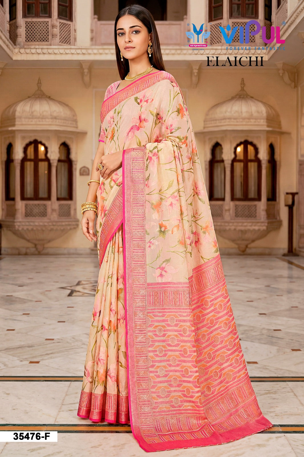 35476-F Elaichi Vipul Brasso Sarees