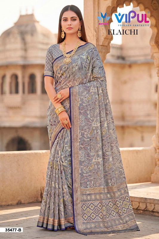 35477-B Elaichi Vipul Brasso Sarees