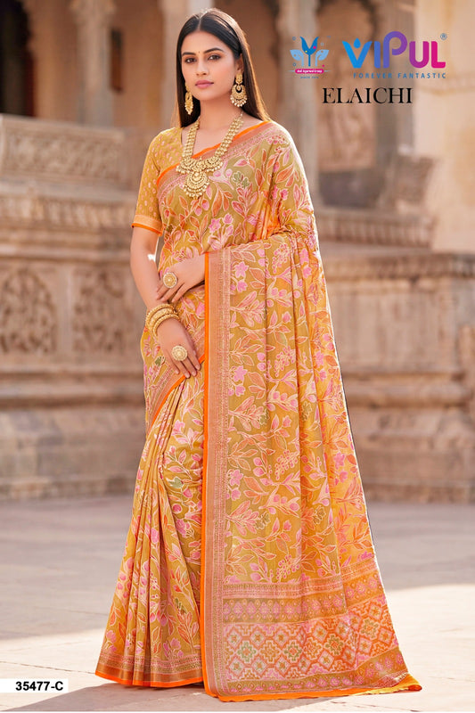35477-C Elaichi Vipul Brasso Sarees