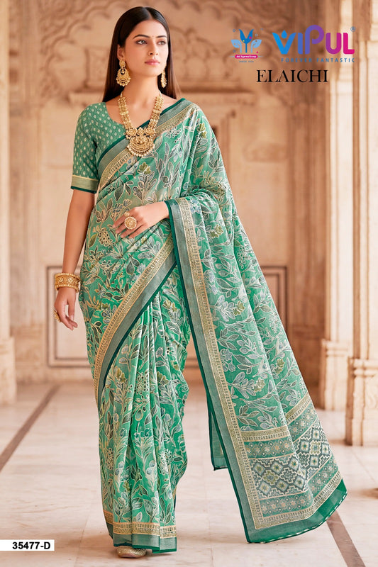 35477-D Elaichi Vipul Brasso Sarees