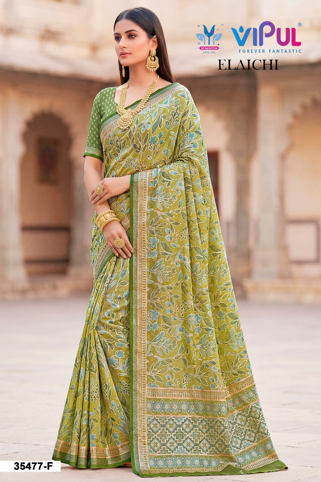 35477-F Elaichi Vipul Brasso Sarees