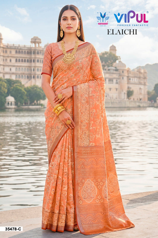 35478-C Elaichi Vipul Brasso Sarees