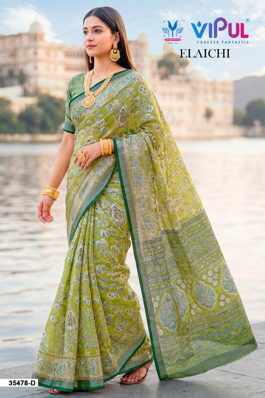 35478-D Elaichi Vipul Brasso Sarees