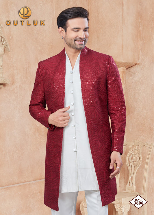 3606 Wedding Collection Vol 36 Outluk Jacket Mens Kurta Pyjama