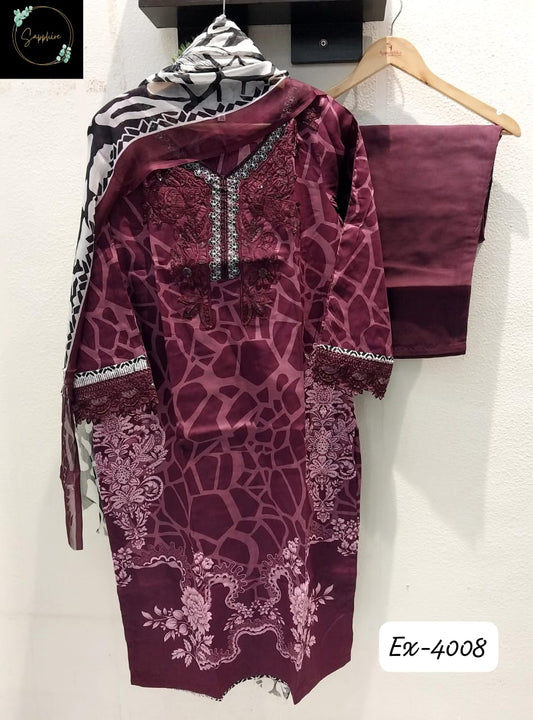 4008 Wine Sapphire Pakistani Readymade Suits