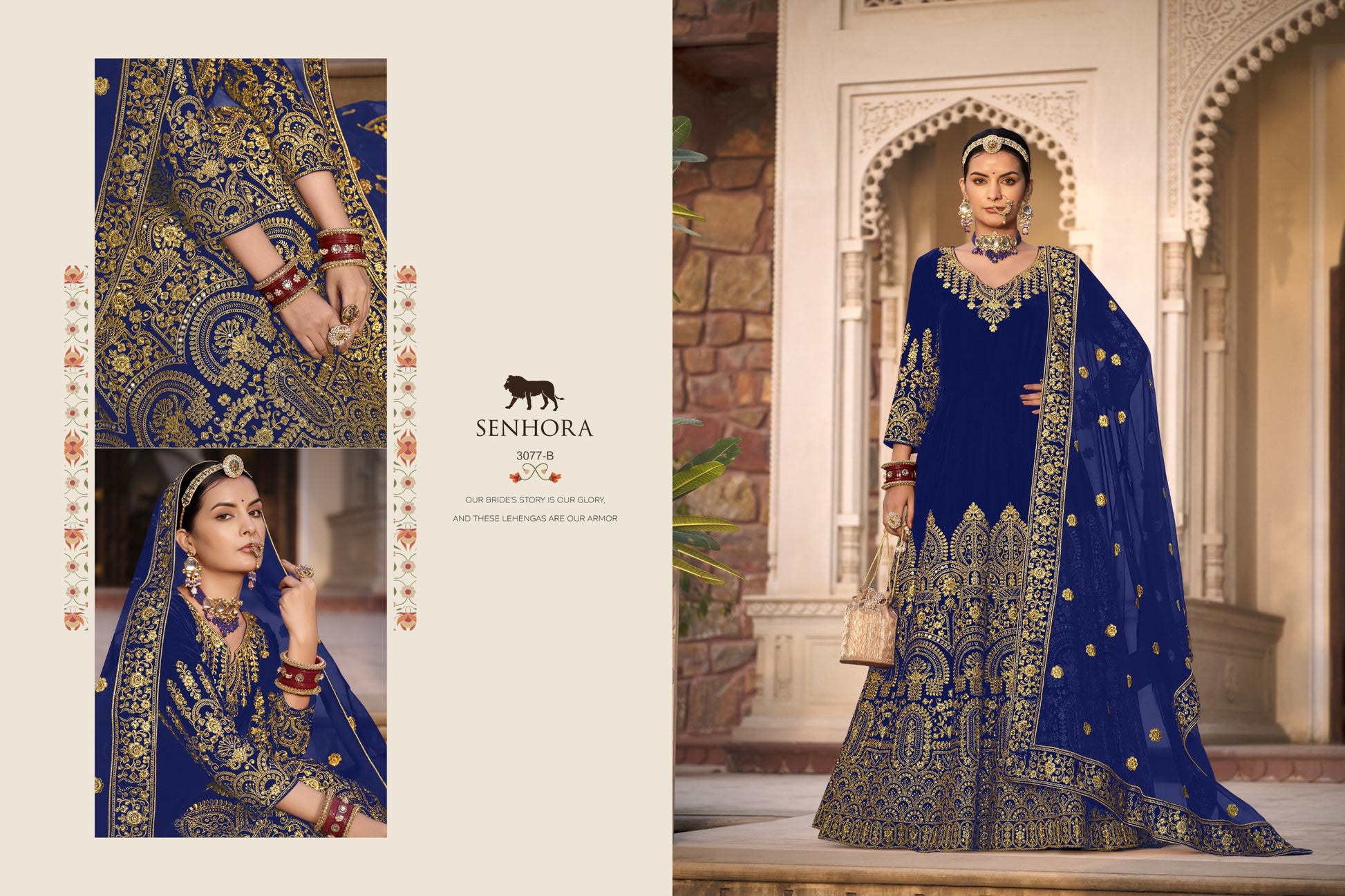 3077B Riwayaat Senhora Unstitched Suits