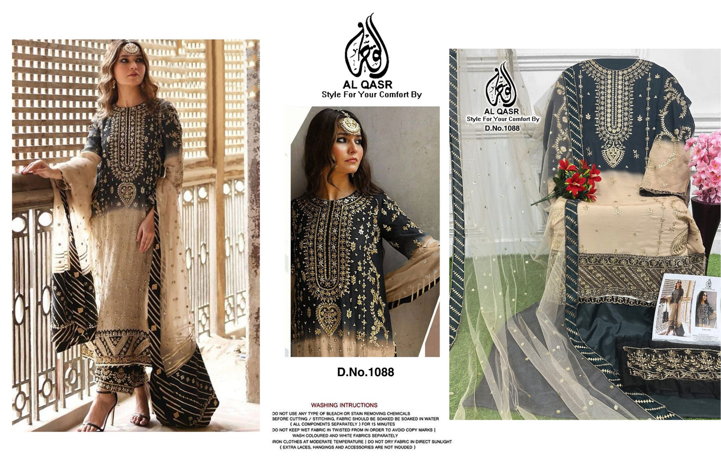 1088 Black Al Qasr Pakistani Salwar Suits