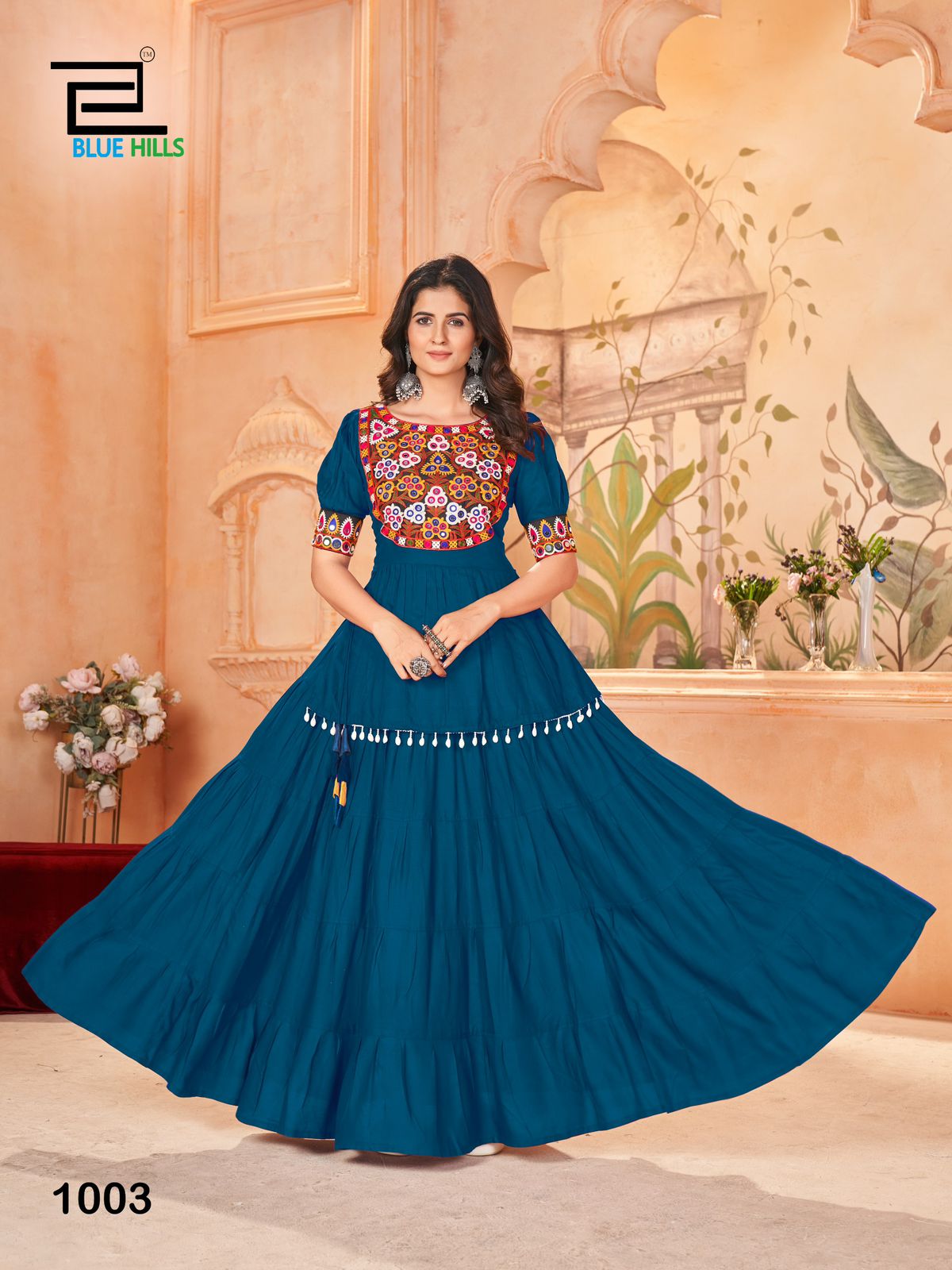 1003 Jhamkudi Bluehills Kurti Skirt Set