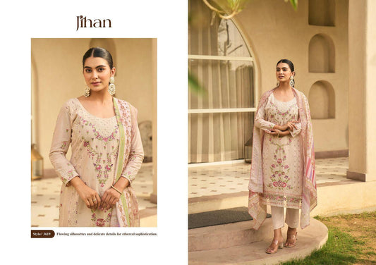 3619 Off White Jihan Embroidery Pakistani Salwar Suits