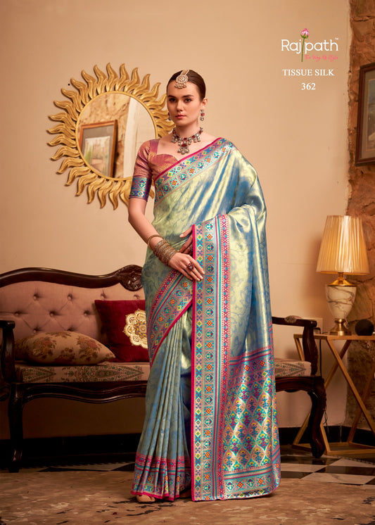 362 Maheswari Rajpath Tissue Silk Sarees