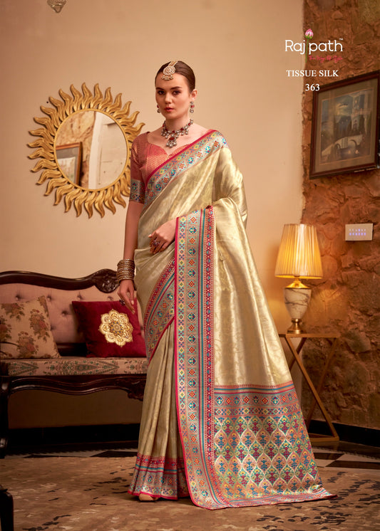 363 Maheswari Rajpath Tissue Silk Sarees