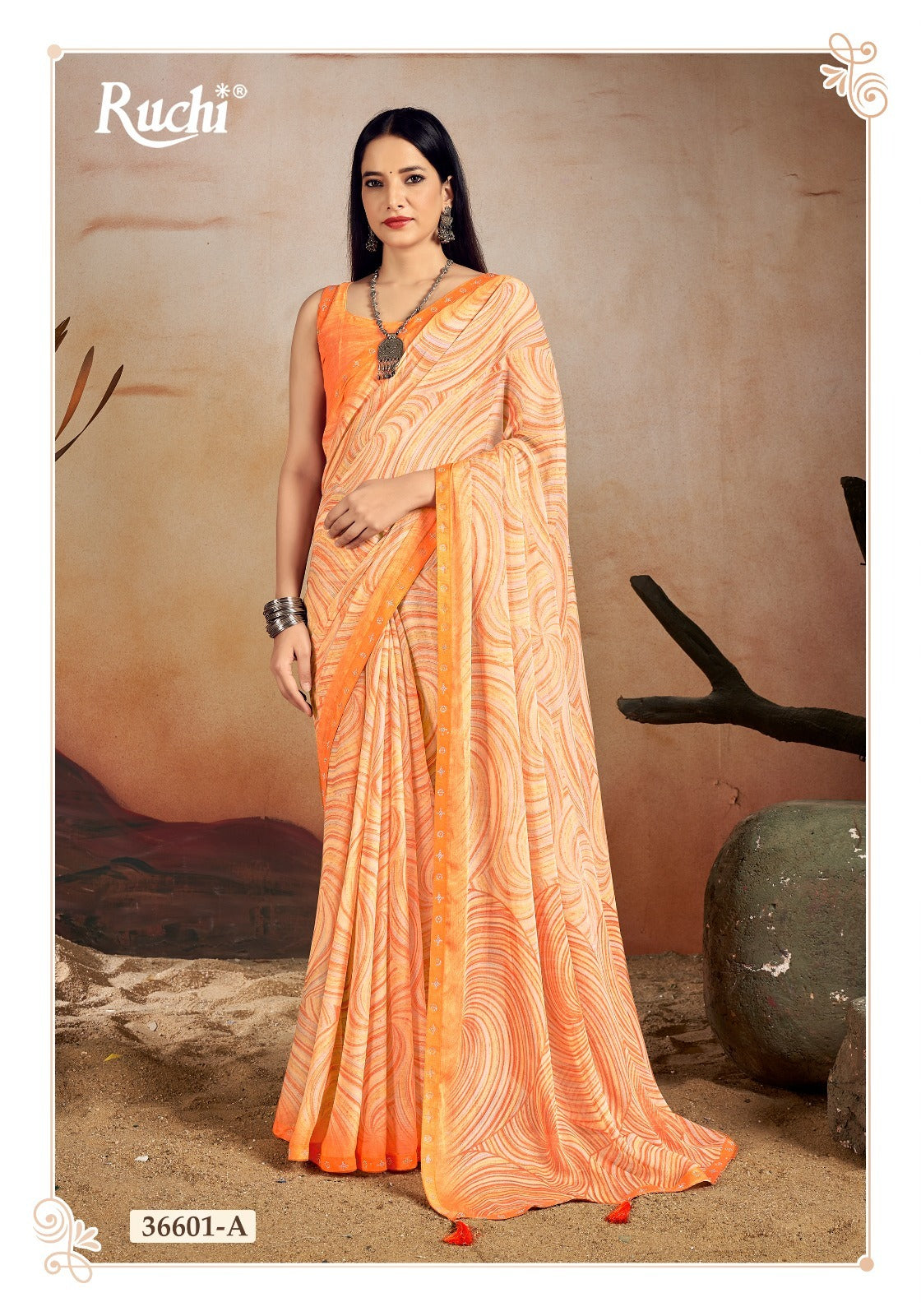 36601-A Vanilla Vol 13 Ruchi Chiffon Sarees
