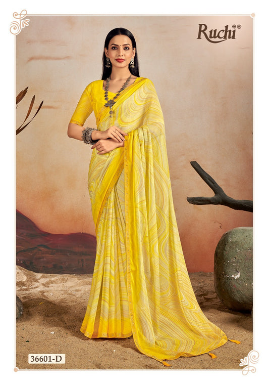 36601-D Vanilla Vol 13 Ruchi Chiffon Sarees