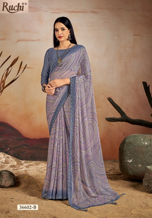 36602-B Vanilla Vol 13 Ruchi Chiffon Sarees