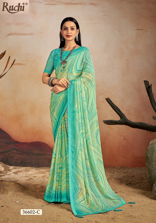 36602-C Vanilla Vol 13 Ruchi Chiffon Sarees