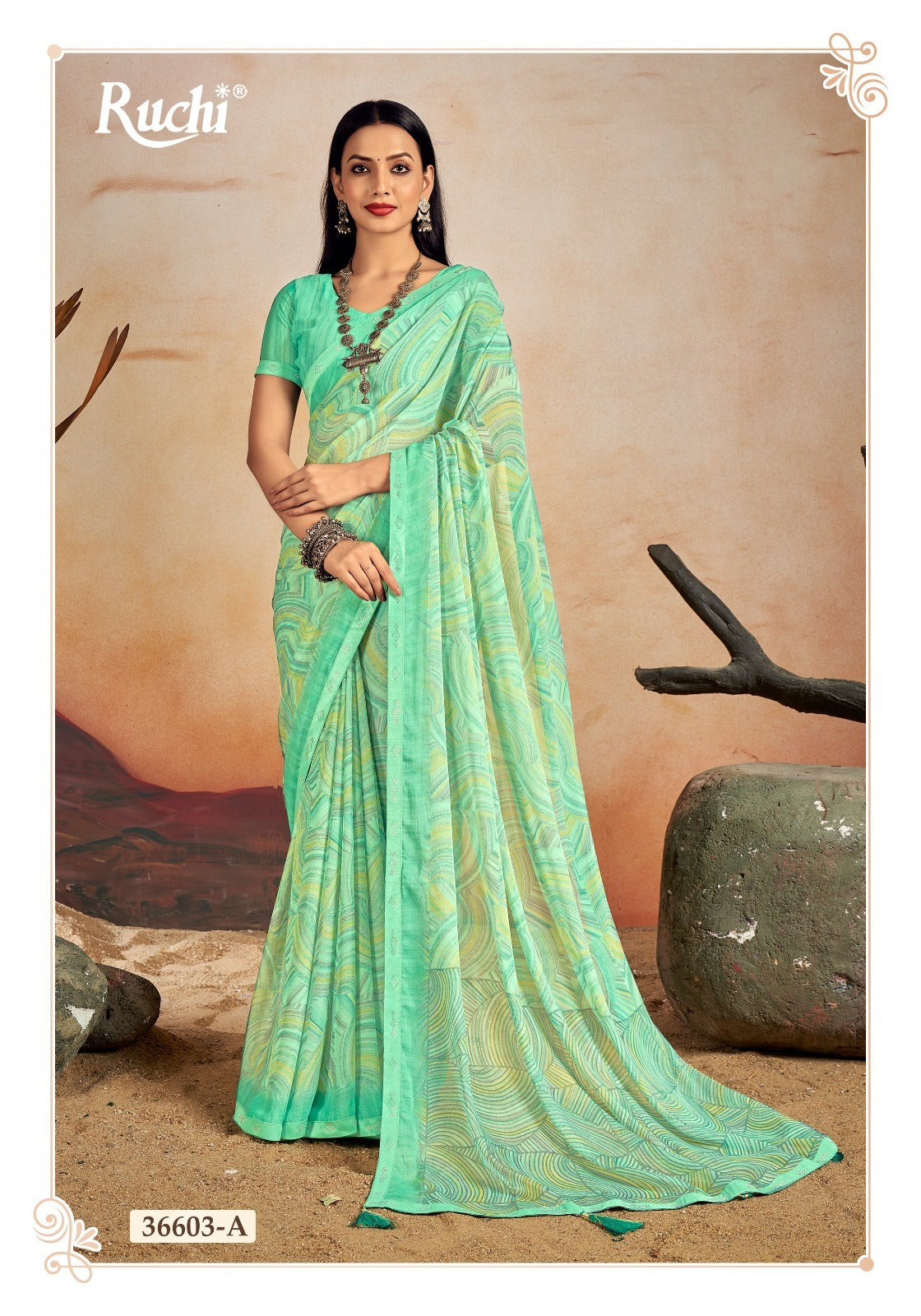 36603-A Vanilla Vol 13 Ruchi Chiffon Sarees