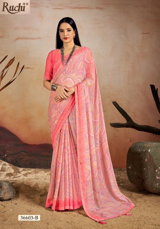 36603-B Vanilla Vol 13 Ruchi Chiffon Sarees