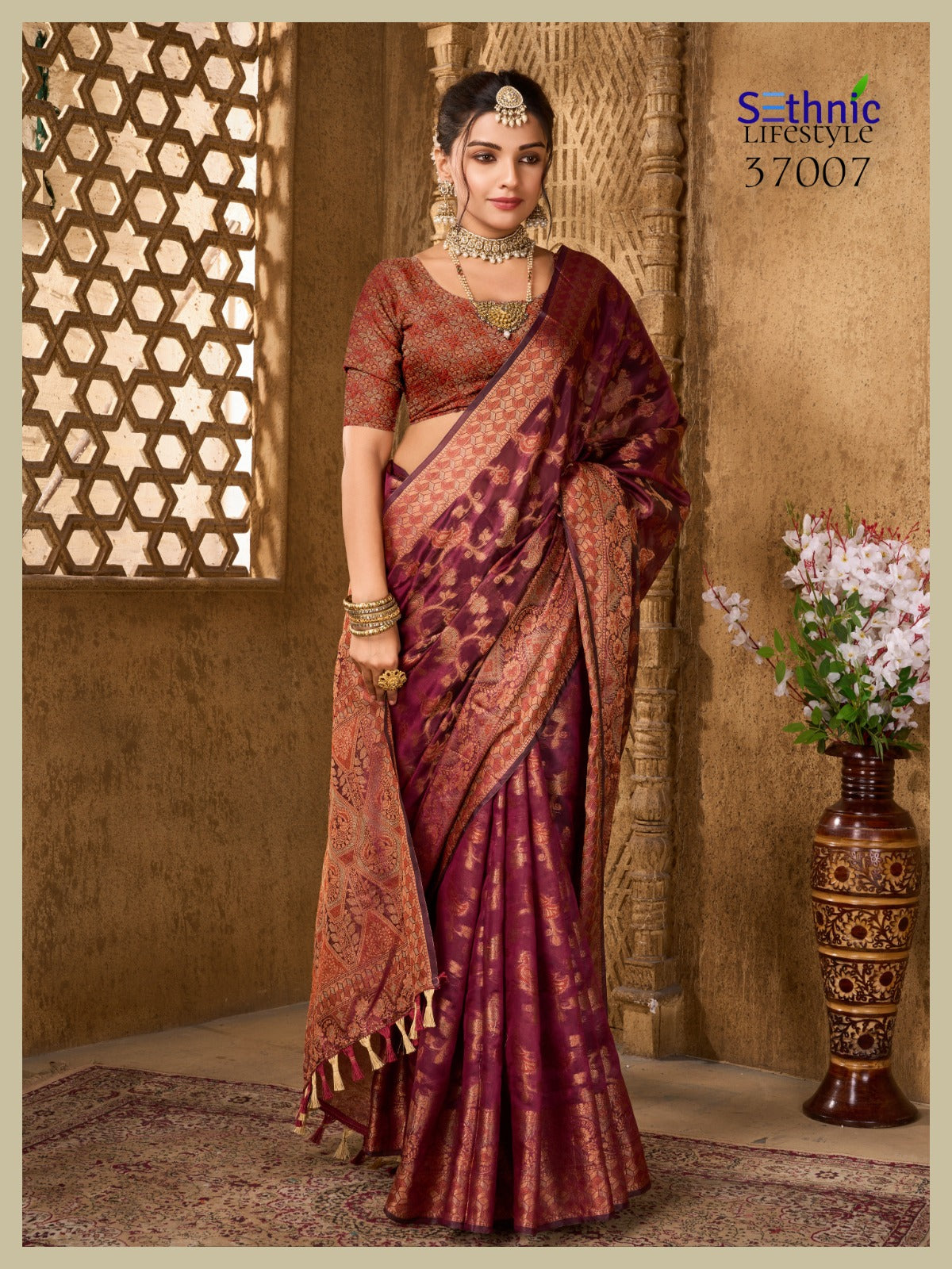 37007 Evogue Vol 2 Sethnic Organza Sarees