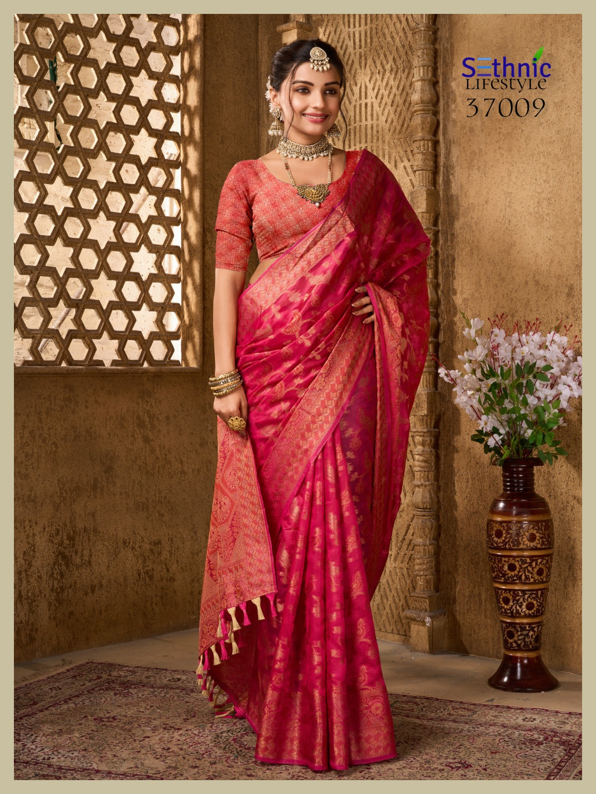 37009 Evogue Vol 2 Sethnic Organza Sarees