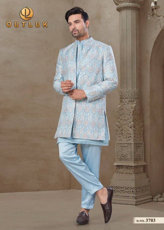 3703 Wedding Collection Vol 37 Outluk Jacket Mens Kurta Pyjama